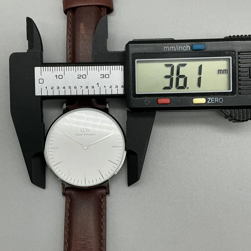 Daniel Wellington Womens Watch 36mm White Dial Brown Leather Classic New Battery